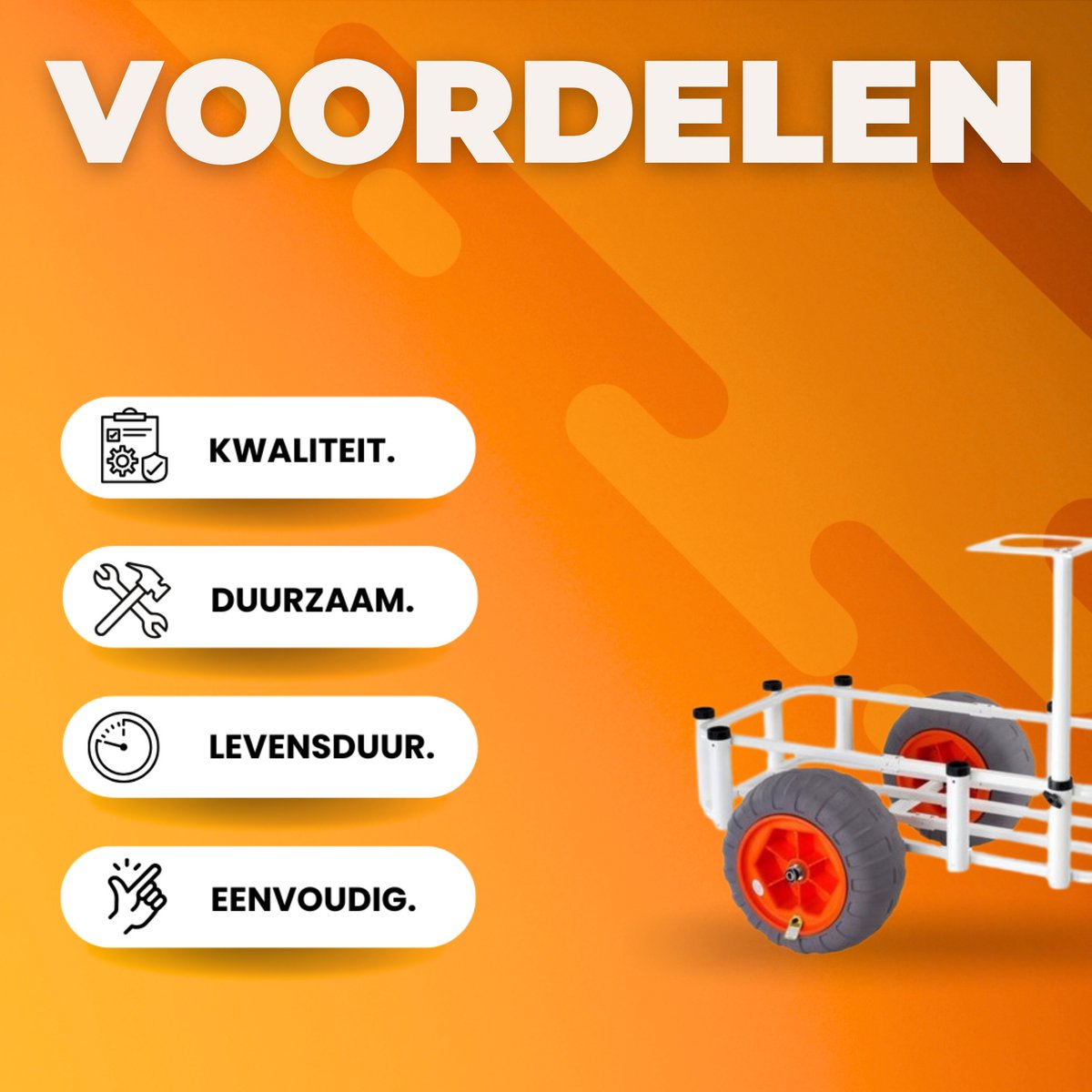 Viskar - Bolderkar voor vissers - Opvouwbaar - Strandkar - Strandtrolley - Ballonbanden - Voor Zand en Strand