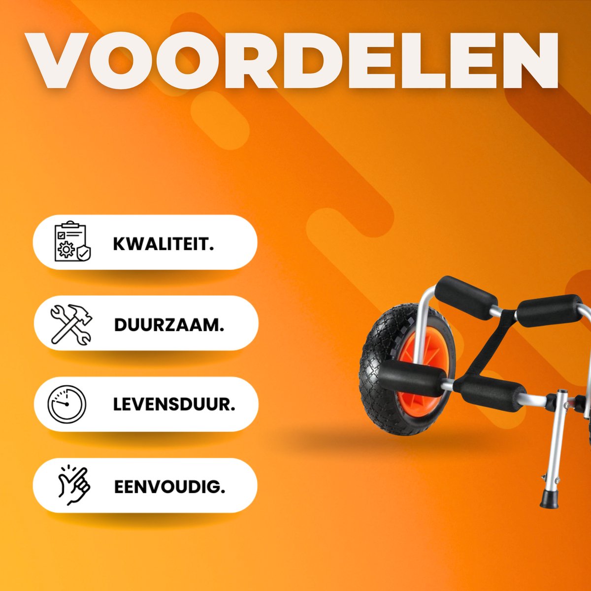 Kajak trolley - Voor SUP, Kano, Kayak, Surfplank - Surf trolley - Opvouwbare Kano trolley - PU Banden - 113KG