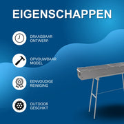 BBQ-grill - Voor camping - Draagbare, opvouwbare houtskoolgrill - Grijs - 100*18*13cm