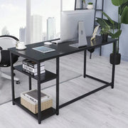 Bureau met open opbergplanken - Multifunctioneel schraagbureau voor thuiskantoor en studiowerkstation - Zwart - 120x60 cm