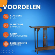 Consoletafel Fioren - Chinese consoletafel - Wandtafel met lades - Wit Marmerlook met goud - Haltafel - Sidetable - 82cm