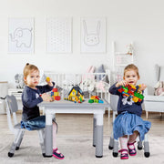 Kindertafel met stoeltjes - 2 stoelen - Activiteiten tafel - Speeltafel Kinderbureau - 3-8 jaar - In Hoogte Verstelbaar - Studeertafel voor Kinderen - Lichtgrijs