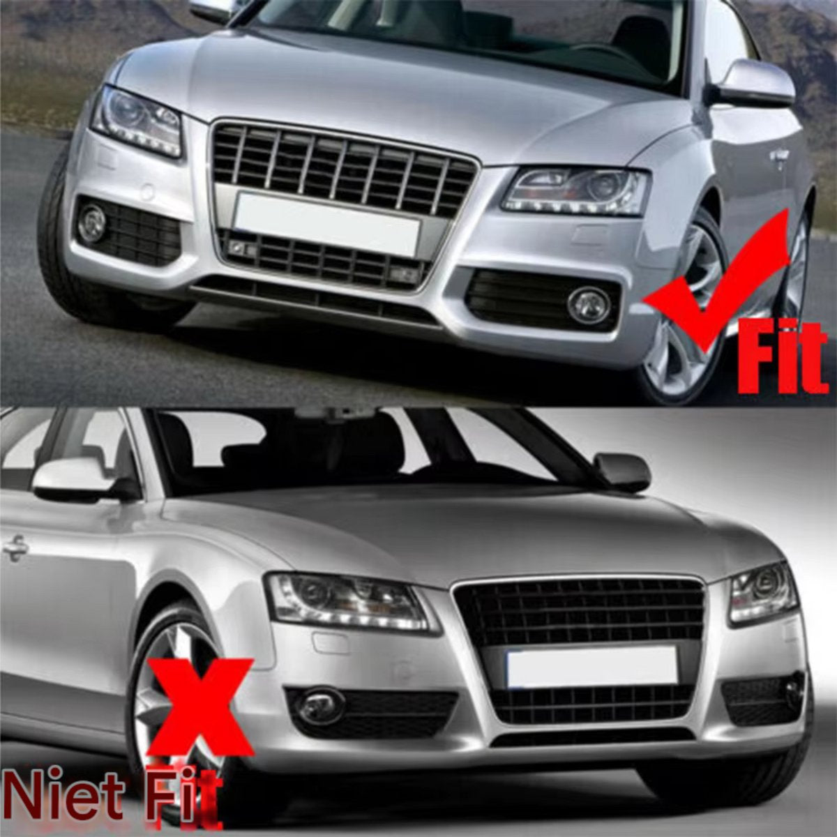 Grille - Voor Audi A5 S-Line/S5 B8 RS5 2008-2012 - Auto accessoires - Honingraat grille - Mistlichtroosters - Zwart/Chroom
