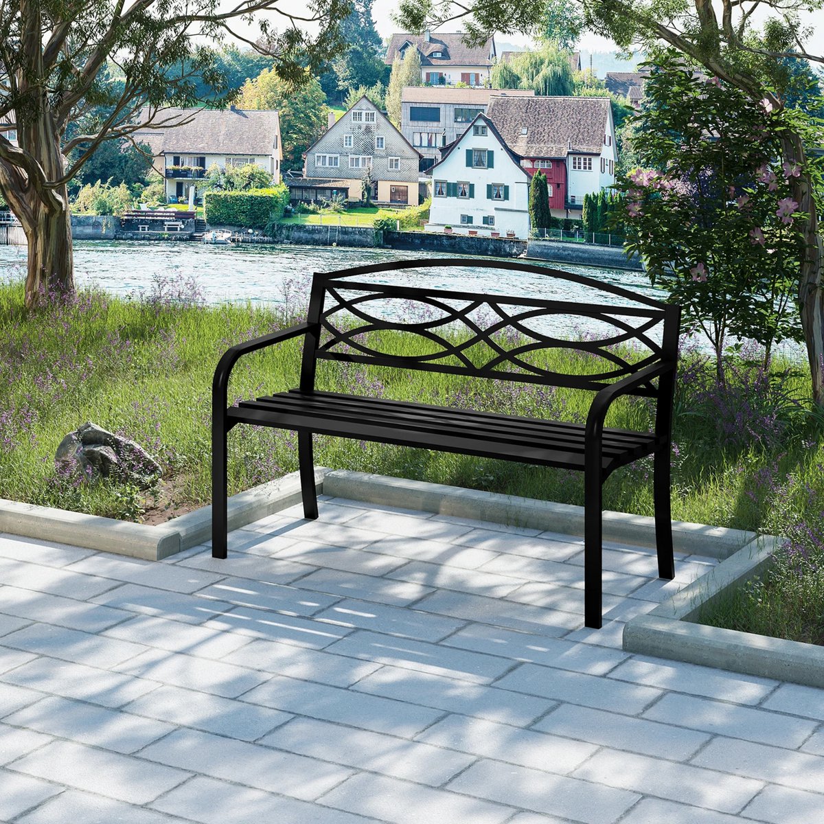 Tuinbank 3-zits - Voor terras - Weerbestendig - Met armleuningen en rugleuning