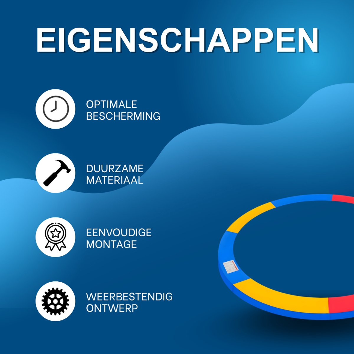 Trampoline Randkussen - Beschermkussen - Beschermrand - Trampolinerand - Diameter buitenring: 4,2 m - Multicolor
