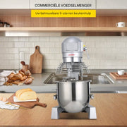 Elektrische Keukenmachine PRO - 3 koppen - Foodprocessor - Keukenrobot - Keukenmixer - Mengkom mixer - 450W - 10L RVS Mengkom
