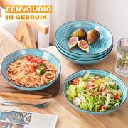 Tida Serviesset - 6 delig - 6 persoons - Blauw - Dinerborden - Bordenset - Diepe borden - Ontbijtborden - Servies - Keukenservies