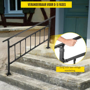 Trapleuning 172cm - Balustrade voor 1-4 tredens - Houders - Leuningen voor Trappen - Staal - Met trapleuninghouders