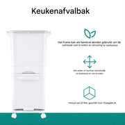 Prullenbak 42L - Grote Capaciteit - Keuken - Scheiding - Voor Thuis, Huishoudelijk & Restaurant - Droge & Natte Scheidingspedaalbak op Wielen