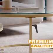 Happyment Salontafel design - Set van 2 - Landelijk - Woonkamer - Rond - Goud - 80 en 60cm