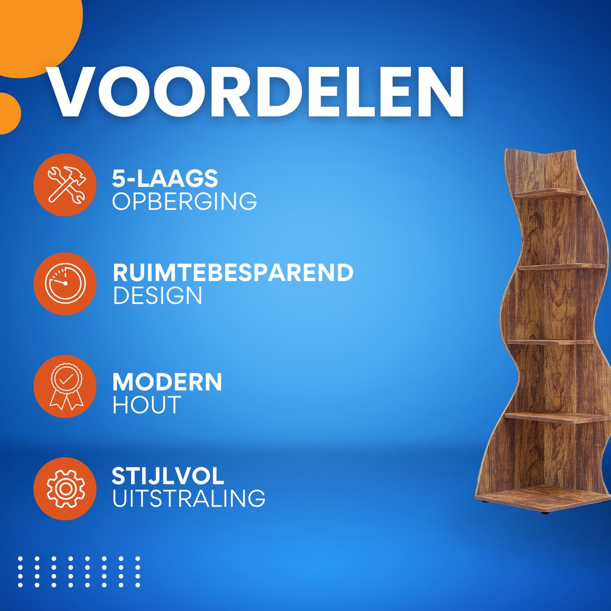 Moderne boekenkast 5 lagen - Bruin - Boekenrek - Woonkamer, slaapkamer en kinderkamer - Hout - 180cm