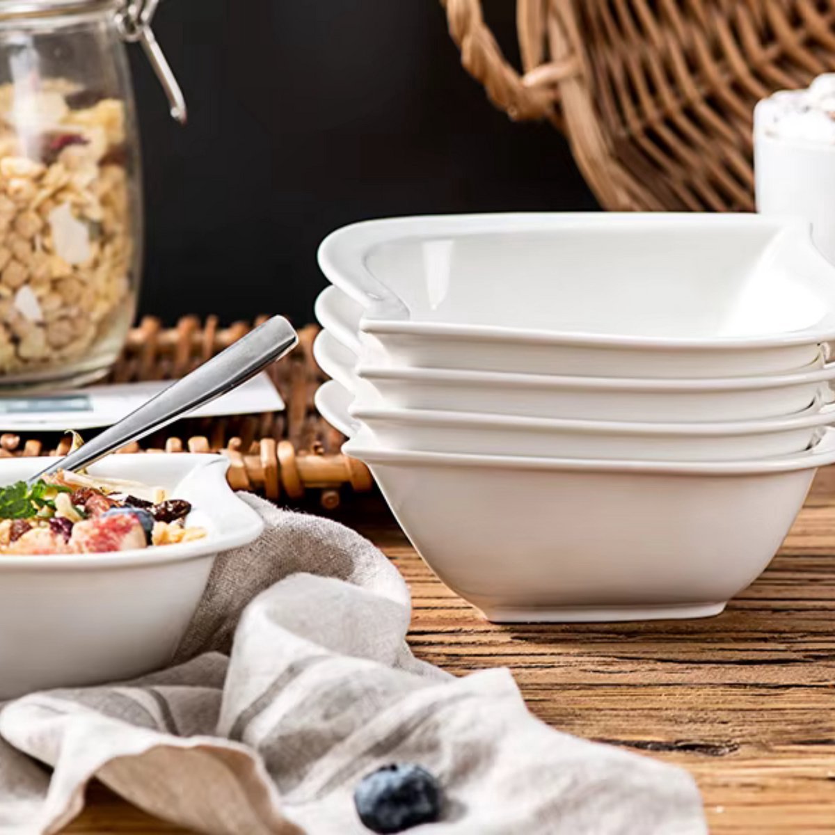 Monarch Salade kommen – Dinerborden – 6 persoons – 6 delig – Wit Keramisch – Kleine Borden – Grote inhoud