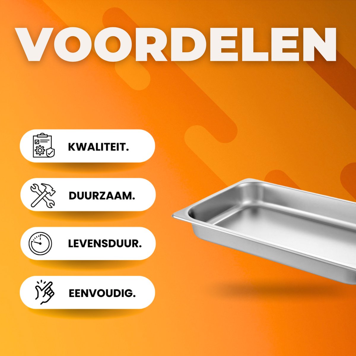 Gastronorm Bak - 6x RVS Bakken - Chafing dish - Gn bak - 8,5L Inhoud - 65mm Diep voor Catering