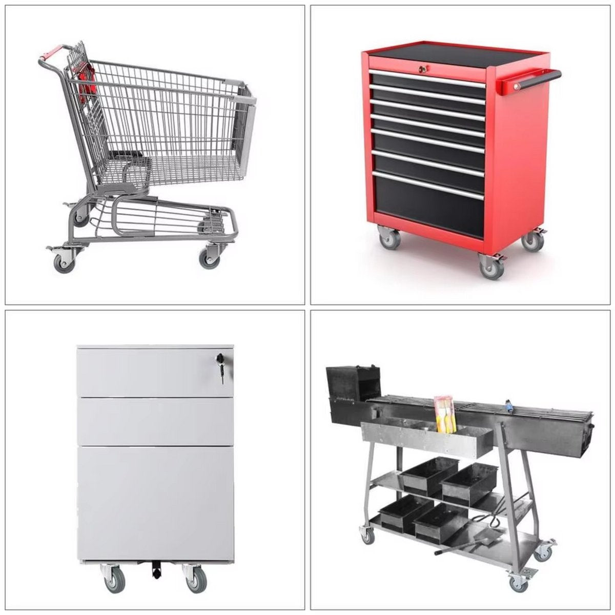 Zwenkwielen met rem - Set van 4 - Ø75 mm - Set van 4 - Transportrollen - Zware wielen - 150KG Draagvermogen