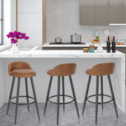 Leren Barkruk Malino - Barstoelen ergonomisch - Set van 1 - Bruin - Met kleine rugleuning - Voor Keuken & bar - Zithoogte 69cm