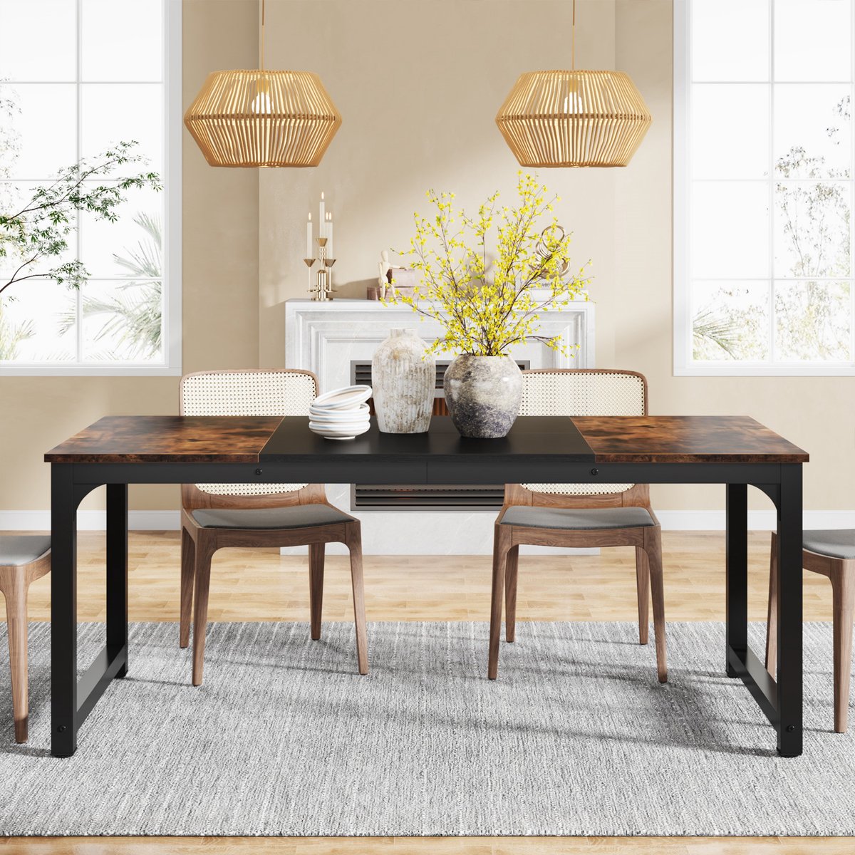 Eettafel Luvia - 160cm - Voor 6-8 personen - Voor Keuken of eetkamer - Bruin