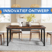 Eettafel Duvia - 160cm - Voor 6-8 personen - Voor Keuken of eetkamer - Bruin