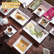 Diamond Bordenset – Ontbijtborden – 2 delig – Wit Keramisch – Snackschotel – Lange Borden – Kleurrijke presentatie