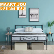 Luxe Bedframe - Metaal - 2 persoons - 140x200cm - Incl. lattenbodem - Zwart