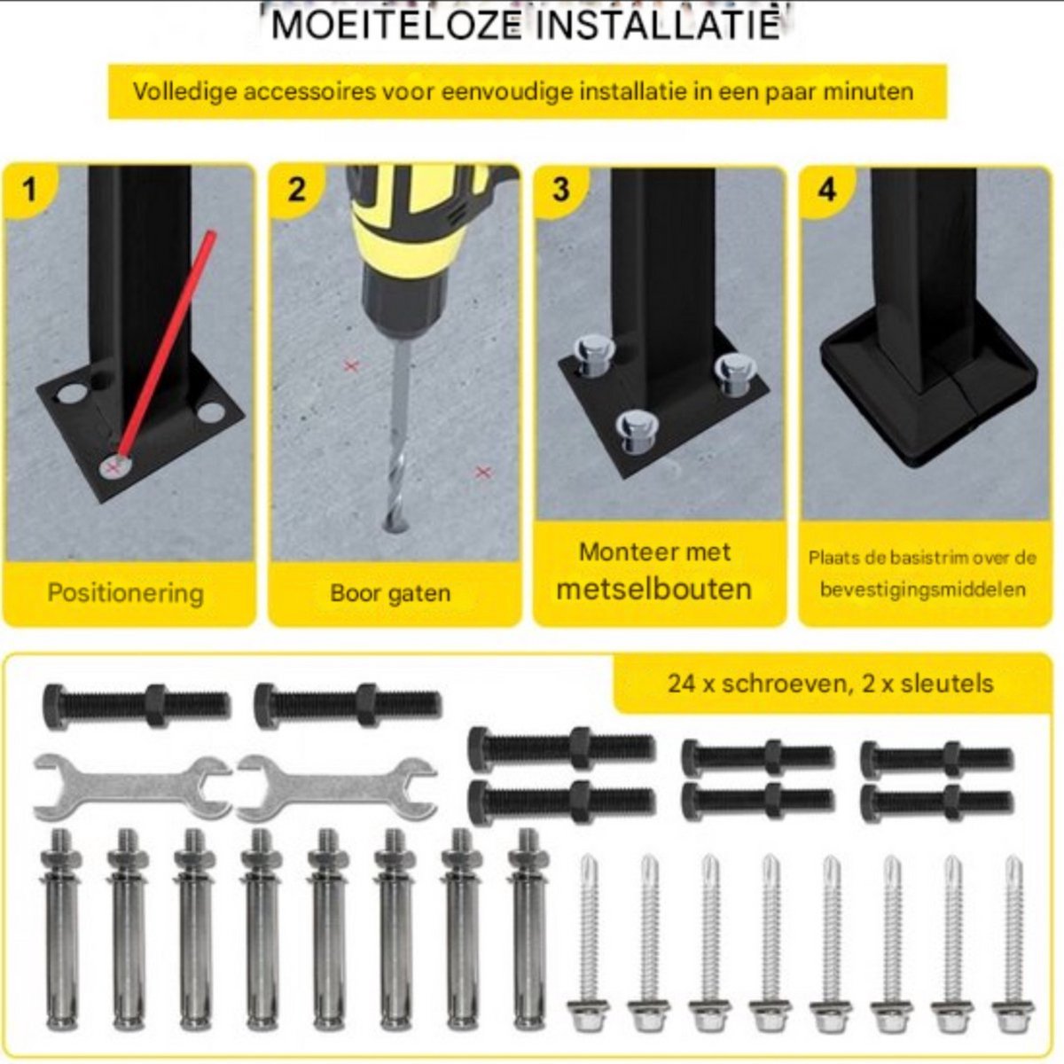 Trapleuning - Balustrade voor 1-2 tredens - Houders - Leuningen voor Trappen - Staal - Met trapleuninghouders