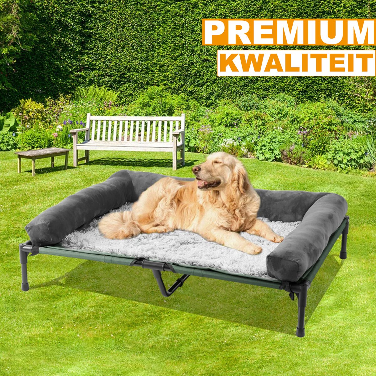 Luxe hondenmand op poten - Hondensofa XXL - 110x80cm - Dierenmand - Zetel bank - Hondenbed orthopedisch - Lounger ligbed