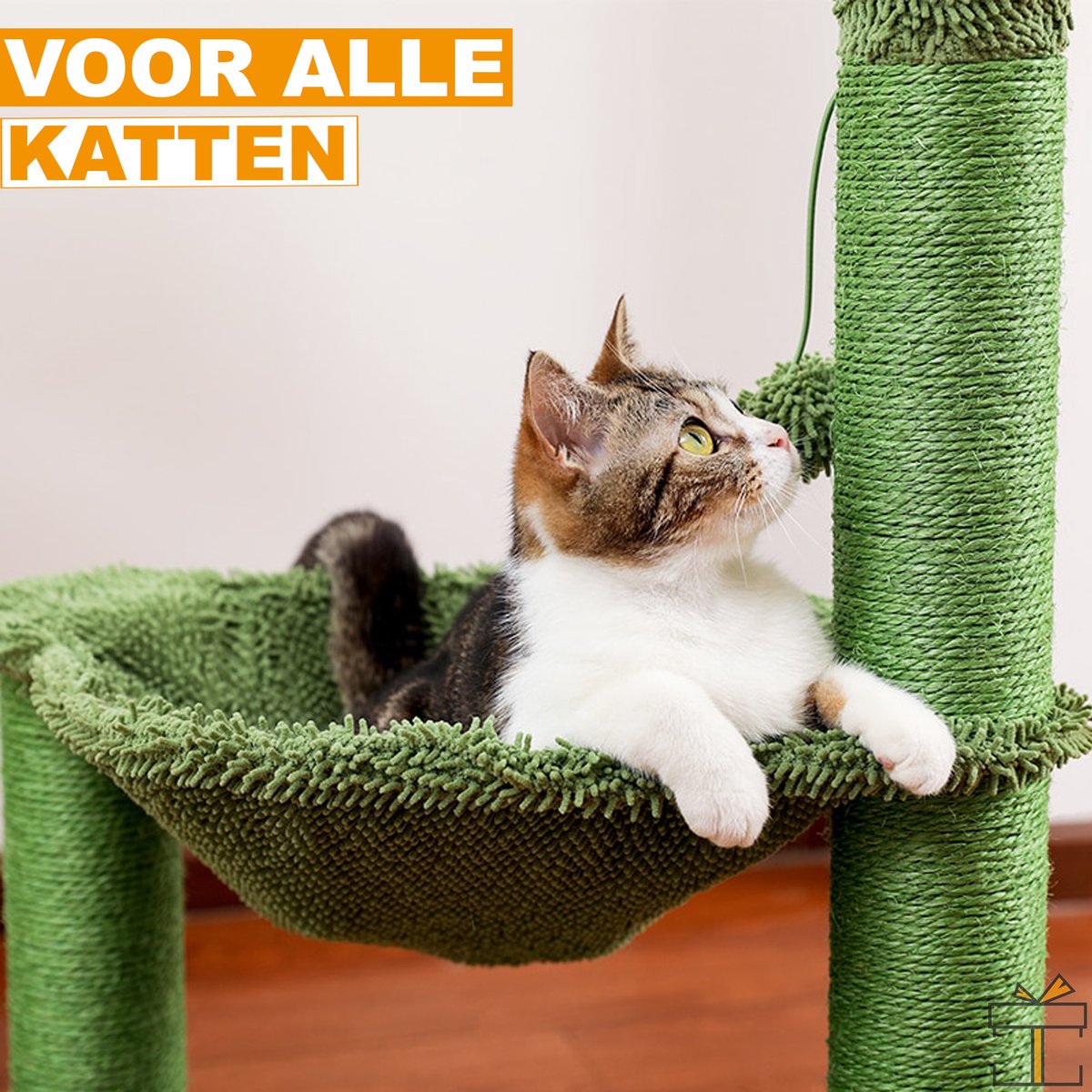 Happyment® Unieke Cactus Krabpaal voor Katten - Zachte Kattenmand hangmat - Kattenspeelgoed - Geschikt voor kleine kittens - 93 CM