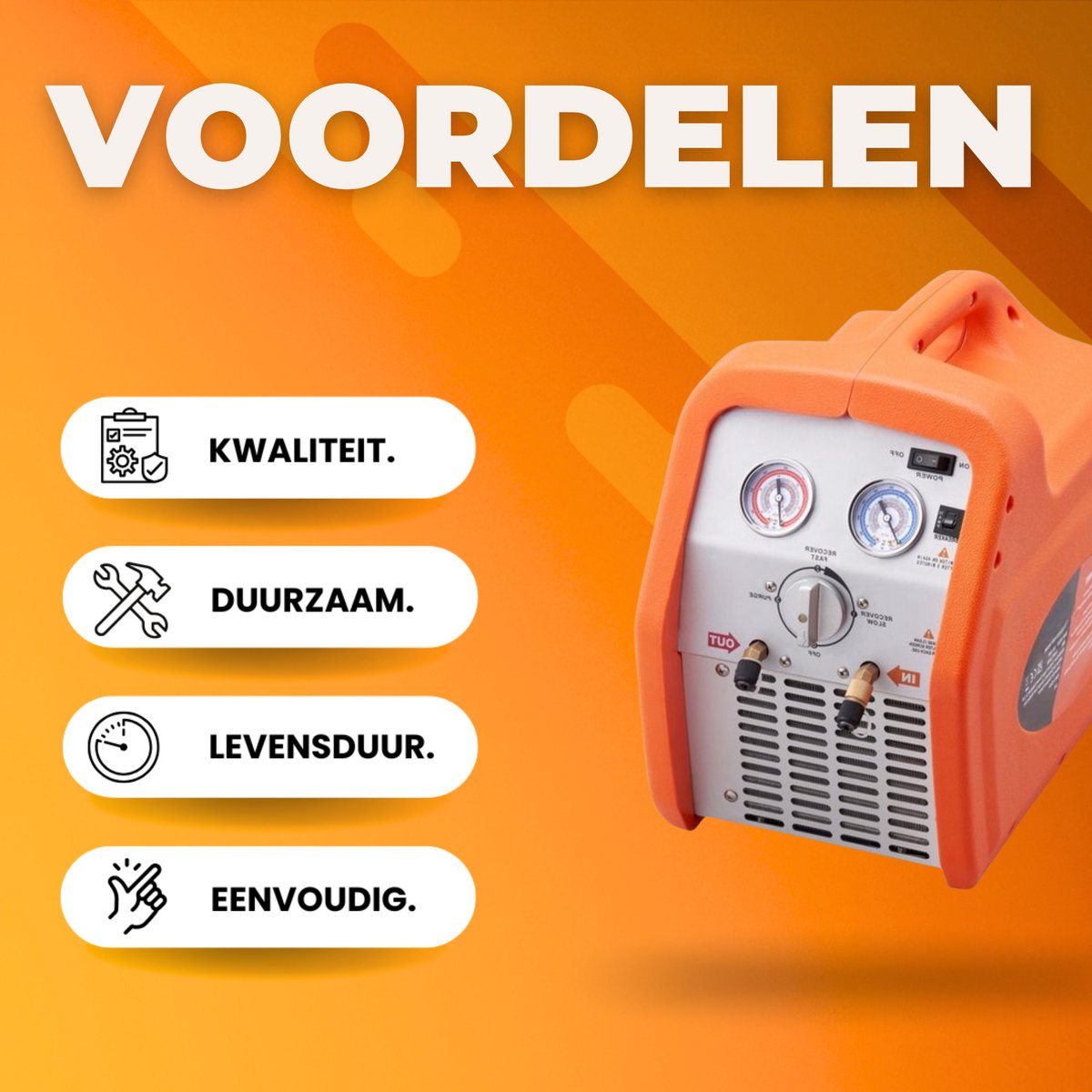 Koelmiddelterugwinningsmachine PRO - 3/4HP - 220-240V - 4,85 lbs/min