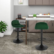 Luxe Barkurk Erino - Industrial - Donkergroen - Barkrukken set van 1 - Barstoel Kruk - Barstoelen met rugleuning - Keukenstoel - In hoogte verstelbaar - Velvet