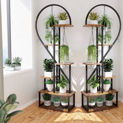 Plantenstandaard hartvormig - Plantenrek - Plantentafel - Voor binnen & buitengebruik - Bloempothouder - Bamboe - Zonder verlichting