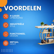 Consoletafel Novio - Sidetafel - Wandtafel - Haltafel - Goud/Wit - Voor Hal of woonkamer of Gang - 105x30x80 cm