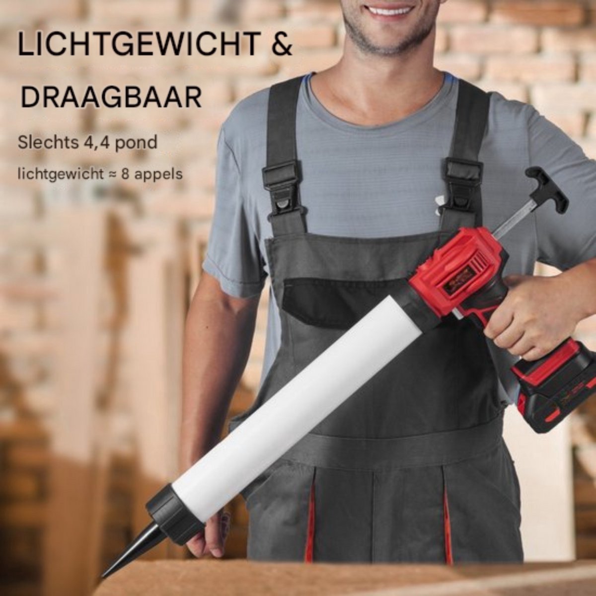 Elektrische kitspuit - Met accu - Draadloos - 4 Snelheden - Kitpistool - Siliconenpistool - Siliconen pistool