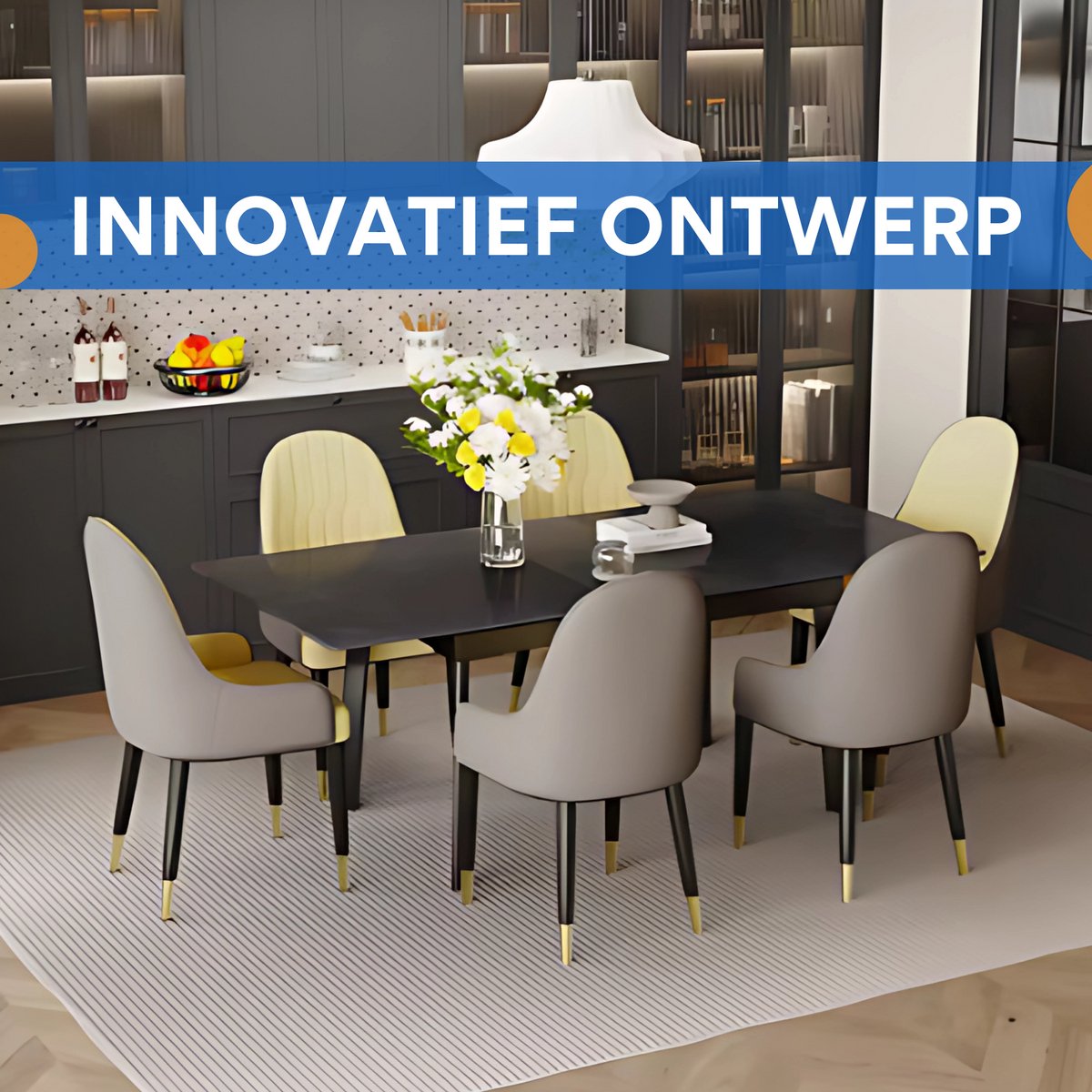 Eettafel Zenia - 4 tot 8 personen - Zwart - Uitschuifbaar - 130-160cm - Rechthoekig