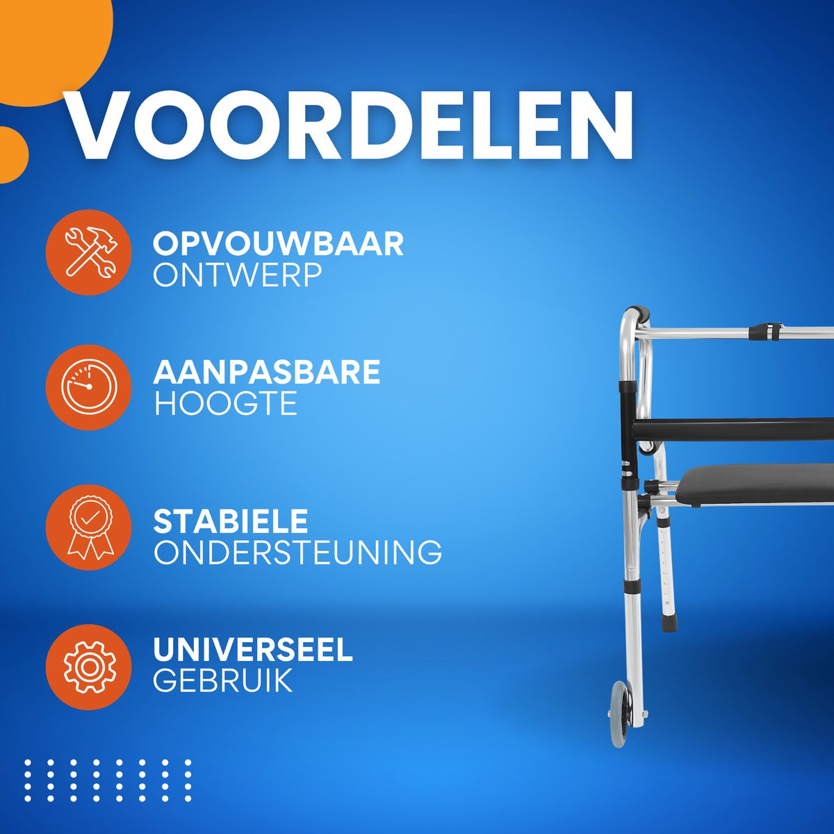 Opvouwbare Seniorenstoel met wieltjes- 8 Hoogte-instellingen - Voor Ouderen, Gehandicapten, Zwangere Vrouwen & Artritispatiënten