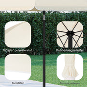Ronde Parasol - Voor Balkon, Strand of Tuin - Verstelbaar & 45° Kantelbaar - UV-Resistent & Waterdicht - Beige 155cm