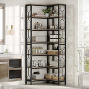 Hoek boekenkast met 7 Lagen - Hoekkast - Grijs - Hoekrek - Voor Woonkamer, Slaapkamer of Kantoor