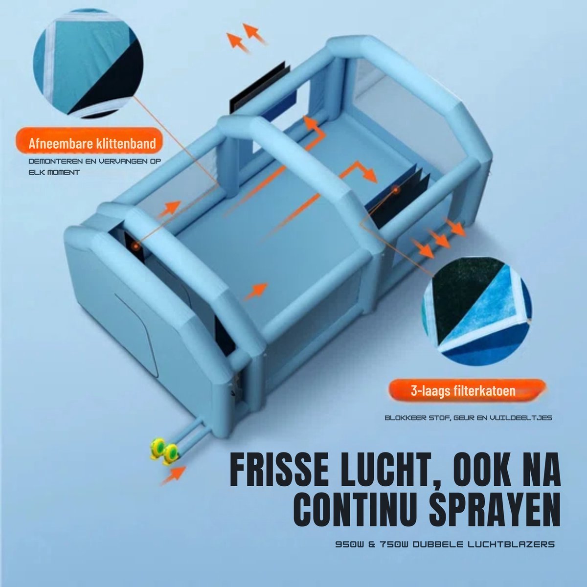 Opblaasbare spuitcabine - Verfcabine - spuitcabine - Geschikt Voor incl. lucht filtersysteem