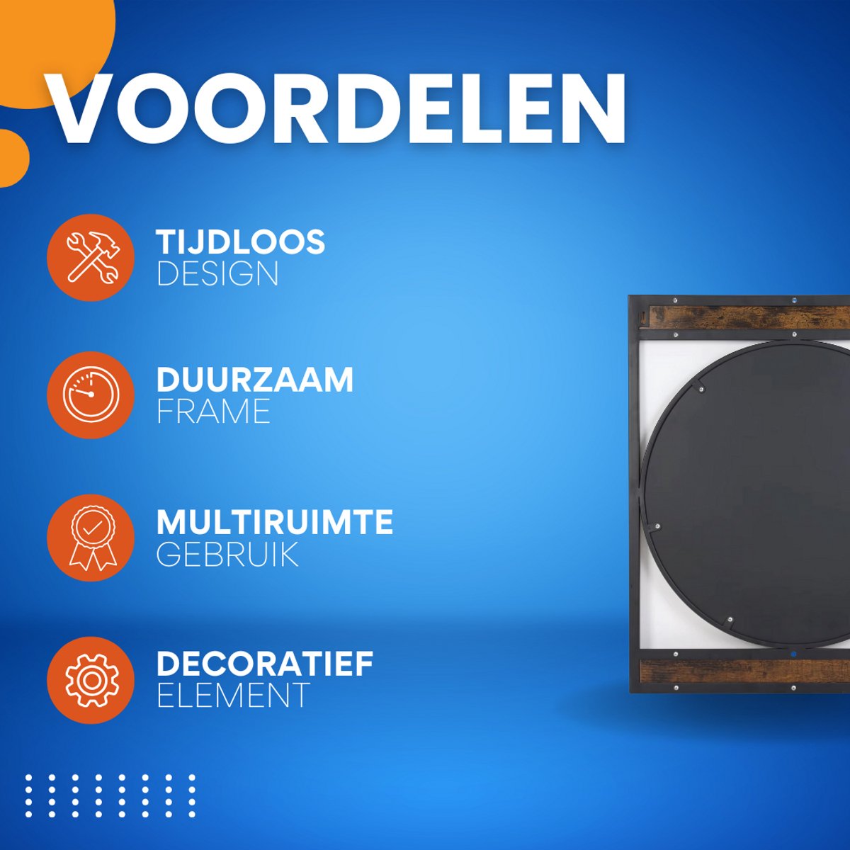 Wandspiegel Aurelio - Grote Rechthoekige Spiegel - Houten & Metalen Frame - Industrieel Design - Voor Badkamer, Woonkamer & Entree