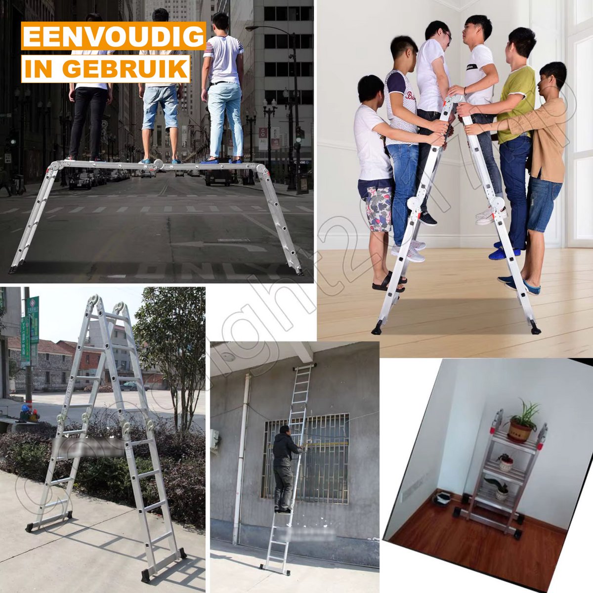 Telescopische Loft Ladder Luxe - 470CM - Opvouwbare Trapladder - Uitschuifbare Aluminium Ladder - Draagbaar - EN131 - Max. Belasting 150kg/330lb