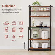 Opbergkast - Keuken orginazer - Wandkast – Voor keuken / woonkamer – Met stopcontact – Rustic brown - Maat L