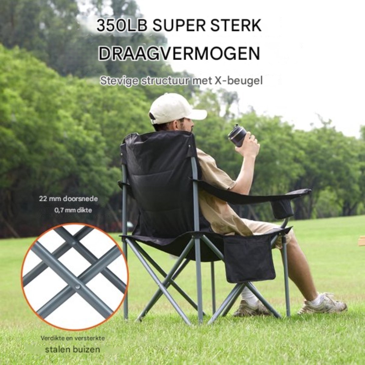 Happyment campingstoel - Vouwstoel - Strandstoel en visstoel - Opvouwbaar