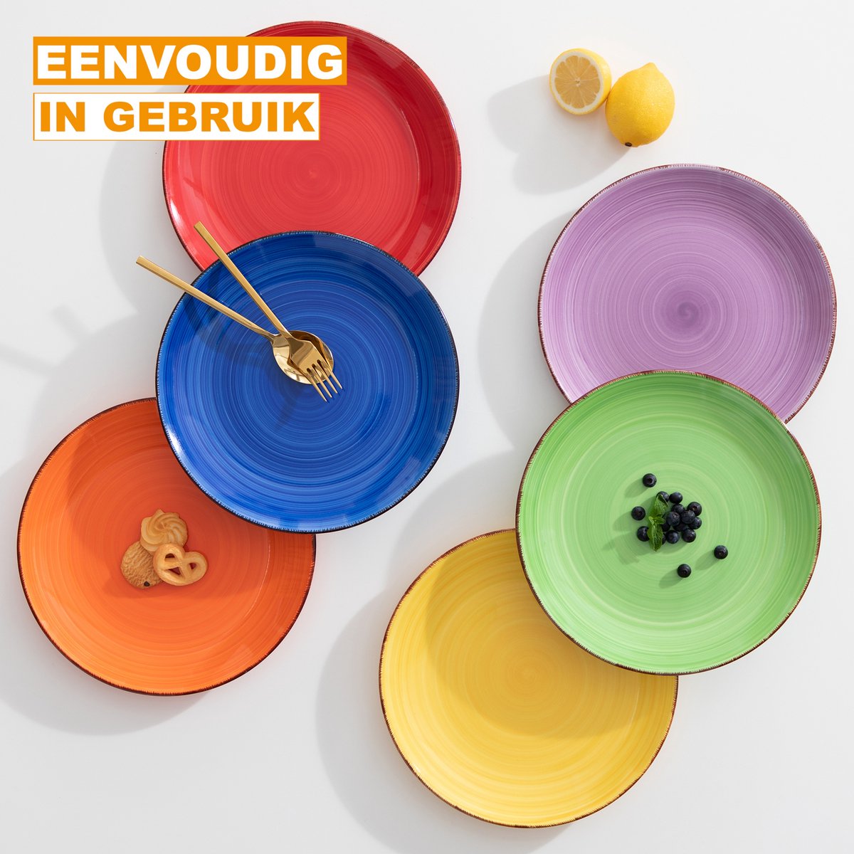 Ventina Serviesset - 16 delig - 4 persoons - Regenboog - Dinerborden - Bordenset - Diepe borden - Ontbijtborden - Servies - Keukenservies
