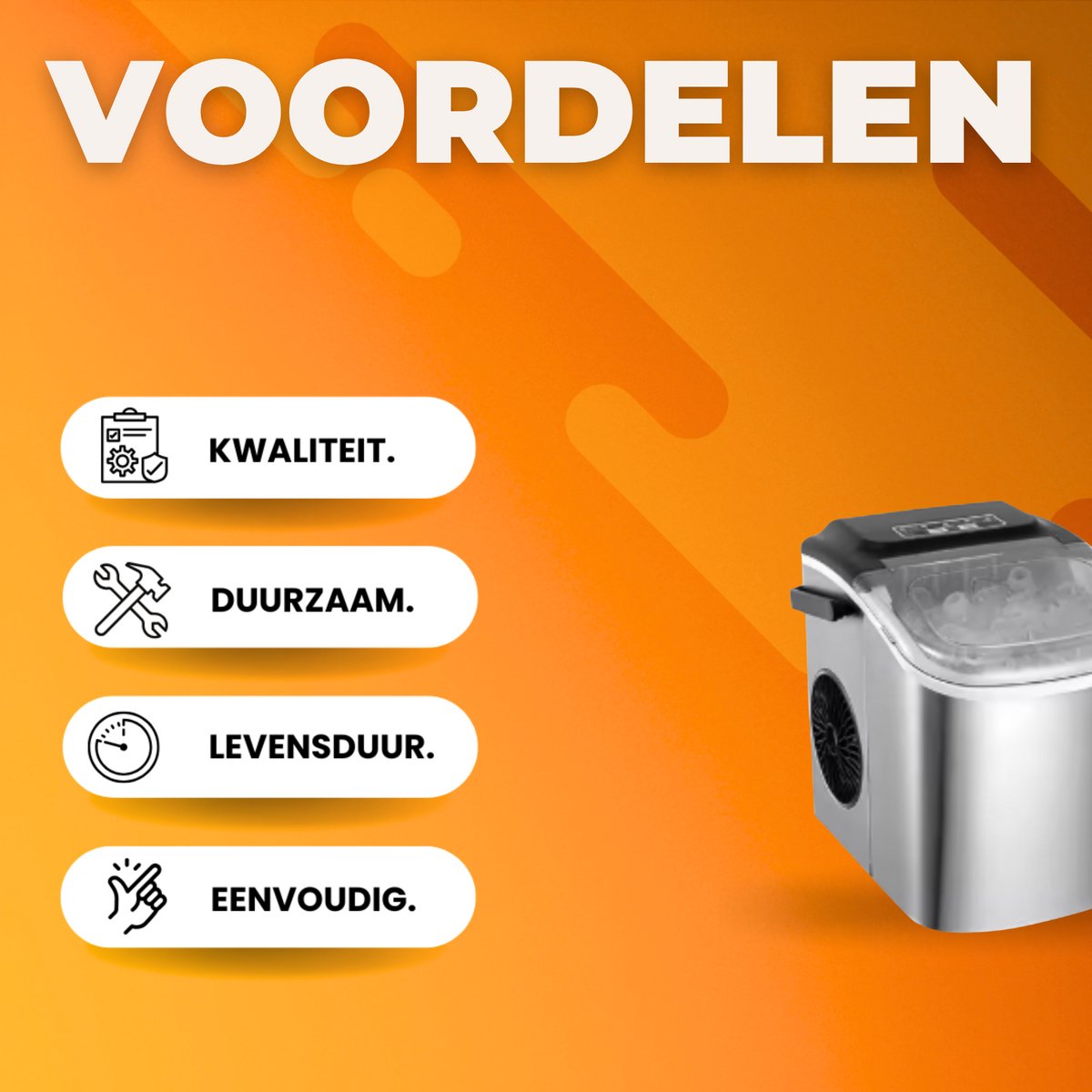 Ijsmachine - Aanrechtmodel - Voor snel ijs maken, 9 blokjes in 6 minuten - Zelfreinigende elektrische compacte drinkbare ijsmachine - 1,2 liter