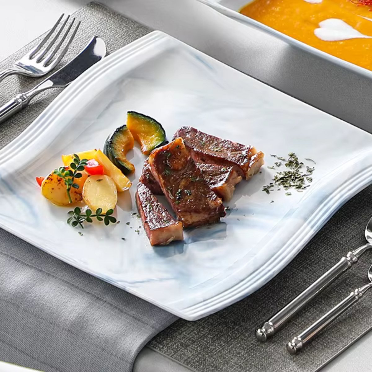 Opulent Ontbijtborden – 12 persoons – 60 delig – Blauw Keramisch – Eetborden – Breakfast Plates