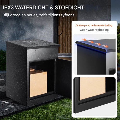 Anti-Diefstal Mailbox - Pakketbrievenbus - Muur Gemonteerd - Waterdicht - Zwart