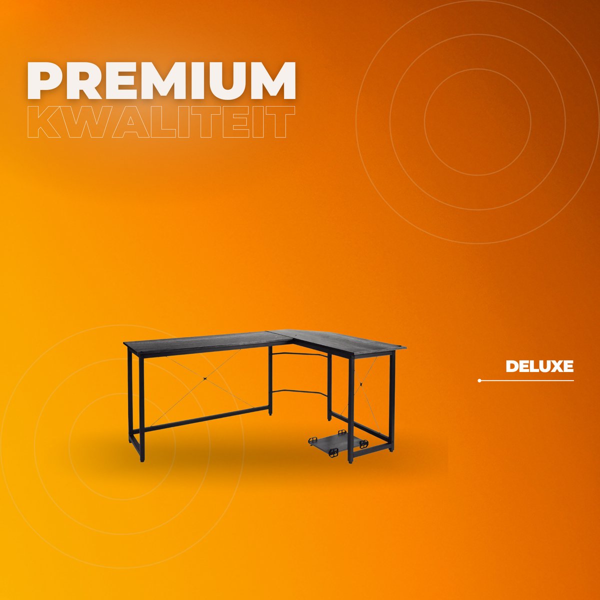 L-vormig Hoekbureau - Voor Thuiswerken, Gaming & Kantoor - Ruim Computerwerkstation met PC & Laptopruimte - 167 cm - Donkergrijs