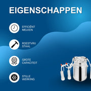 Melkmachine voor koeien - Melkproductie - Vacuumpomp - Voor melkproductie - Met roestvrijstalen emmer - 2-in-1, 10L