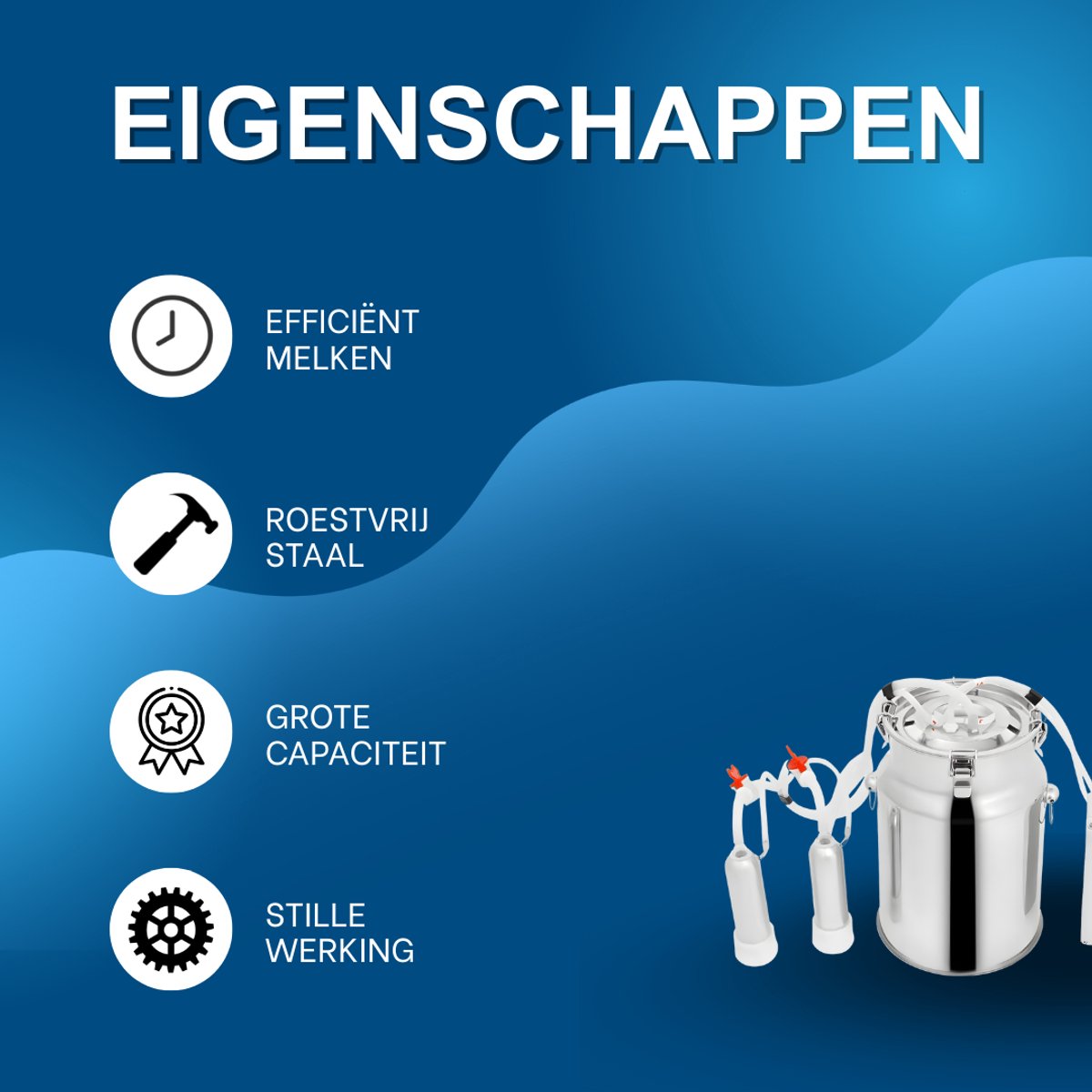 Melkmachine voor koeien - Melkproductie - Vacuumpomp - Voor melkproductie - Met roestvrijstalen emmer - 2-in-1, 10L