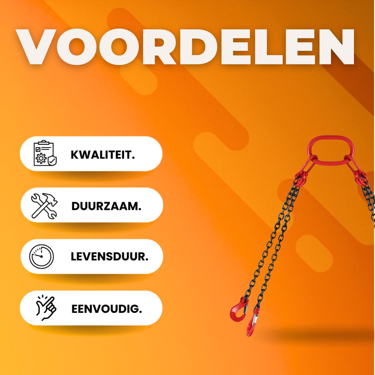 Hijskraan takel - Lier Kettingstrop - 5' Quad Poten Tackle - 5 Ton Capaciteit - Gelegeerd Staal Verstelbaar