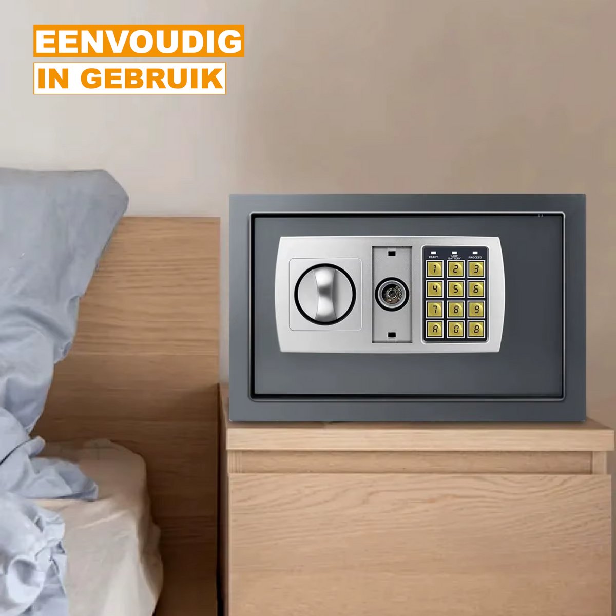 Digitale Stalen Kluis Tavien - 16L - Elektronische Beveiliging - Geld- en Waardekist voor Kantoor en Thuis - 2 Compartimenten met 2 Sleutels