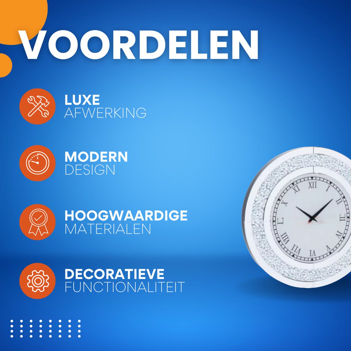 Elegante Spiegel klok - Zilver - Ronde wandspiegel - 60cm - Zonder verlichting - Woonkamer